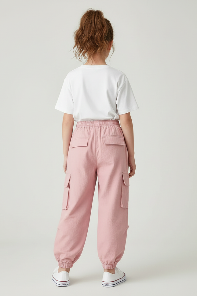 Pantalon Cargo Rose Ample Léger Enfant Décontracté - Coton - vue 2