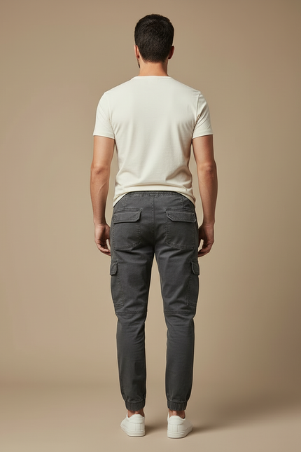 Pantalon Cargo Homme Gris Coton Jogger Décontracté - vue 2