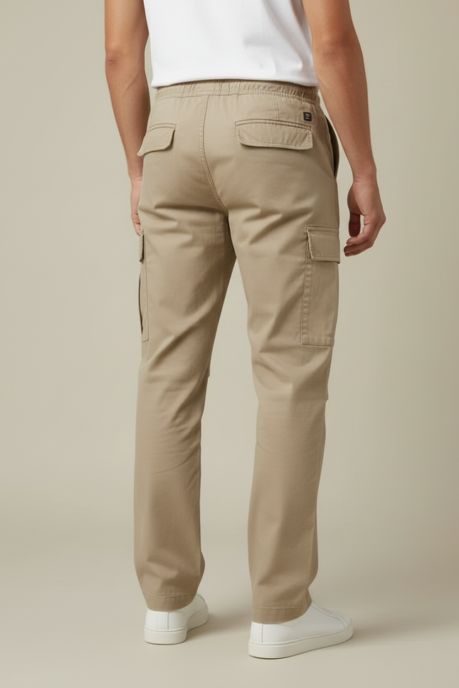 Pantalon Cargo Homme Kaki Lâche Cordon Multipoches - Toile - vue 2
