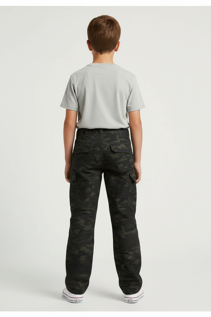 Pantalon Cargo Camouflage Militaire Enfant Multipoches Coupe Droite - Imprimé Toile - vue 2