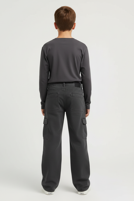Pantalon Cargo Gris Ample Décontracté Garçon - Toile - vue 2