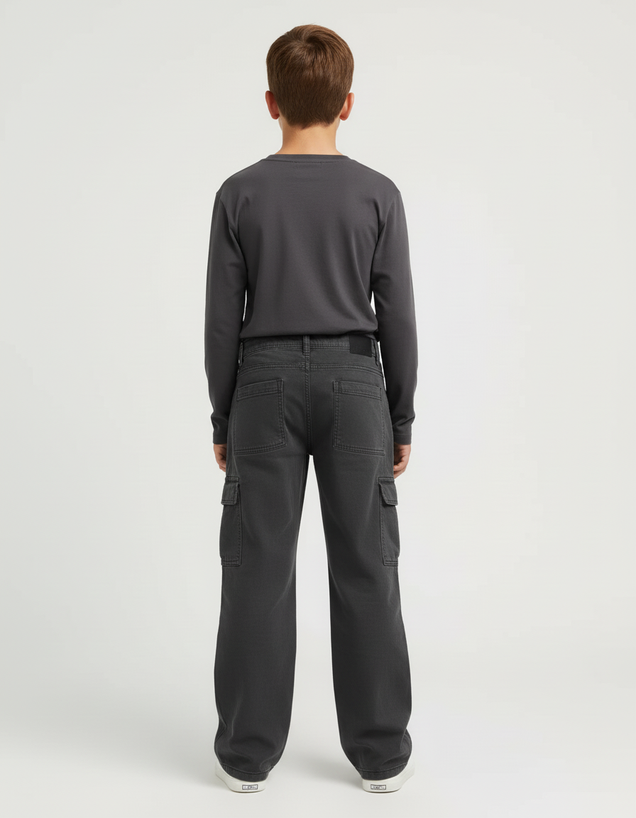Pantalon Cargo Gris Ample Décontracté Garçon - Toile - vue 2
