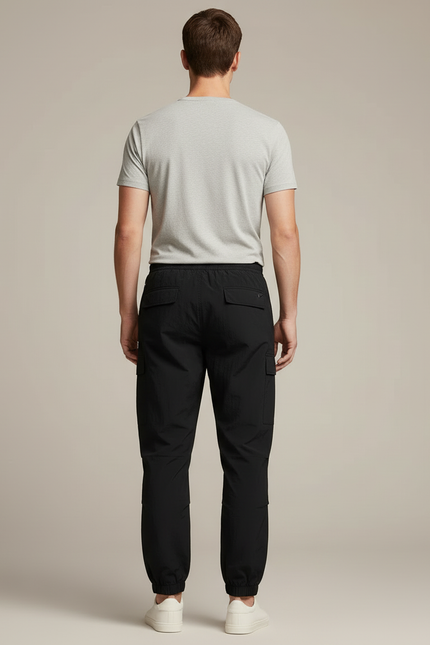 Pantalon Cargo Noir Homme Sport Décontracté Fluide - Polyester - vue 2