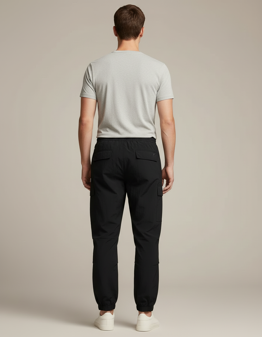 Pantalon Cargo Noir Homme Sport Décontracté Fluide - Polyester - vue 2