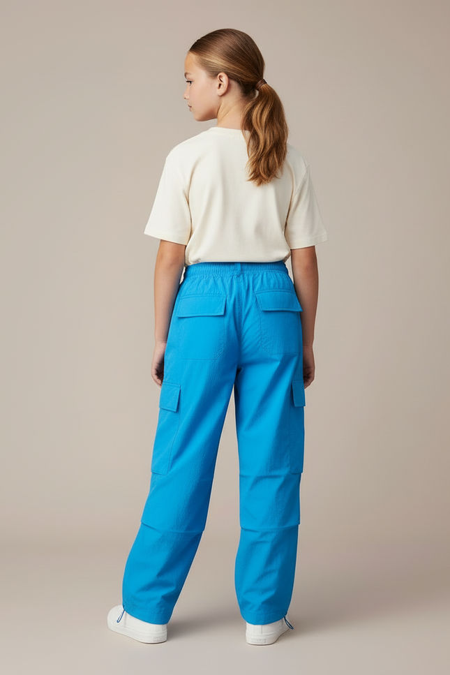 Pantalon Cargo Bleu Ample Multipoches Enfant - Polyester - vue 2