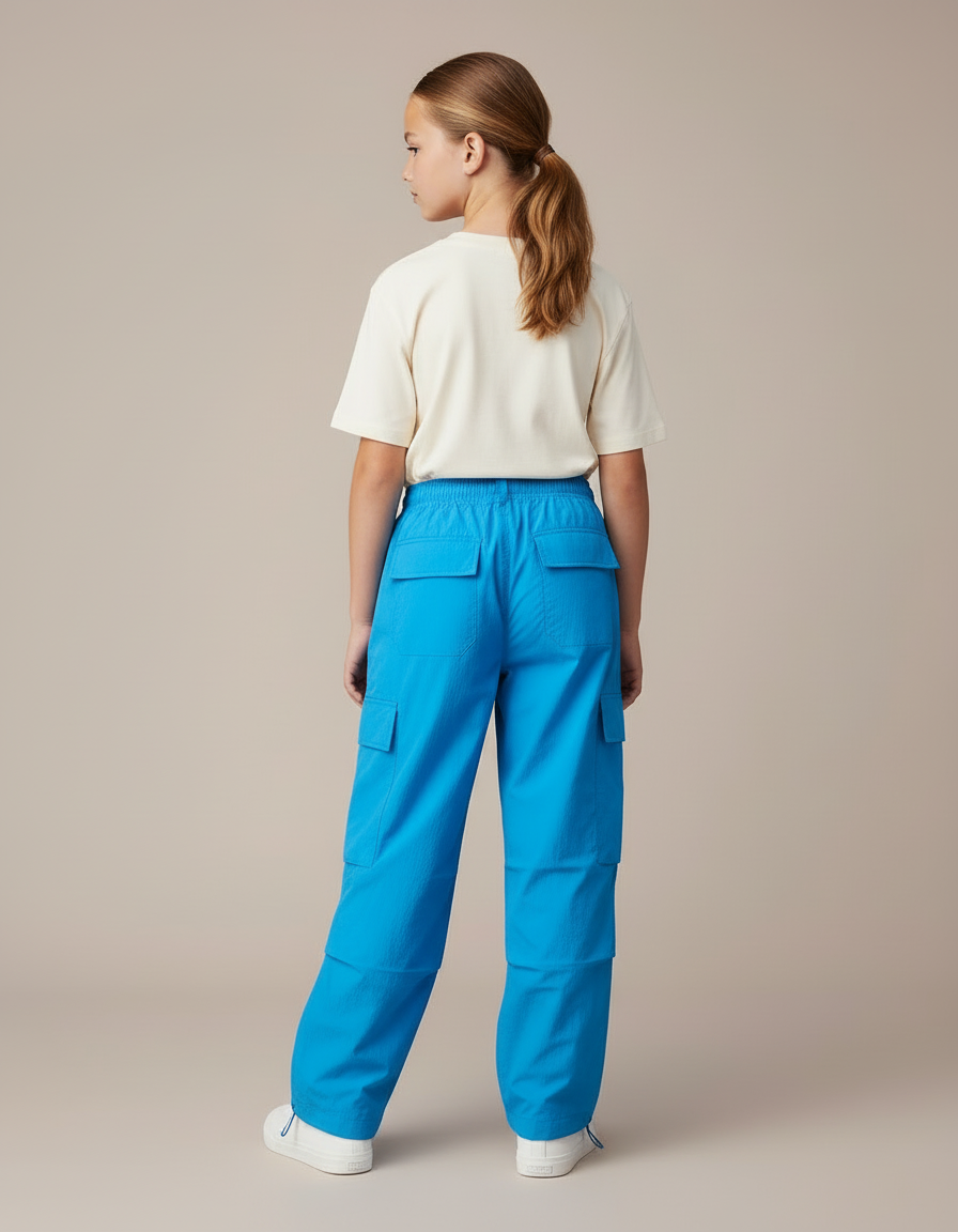 Pantalon Cargo Bleu Ample Multipoches Enfant - Polyester - vue 2