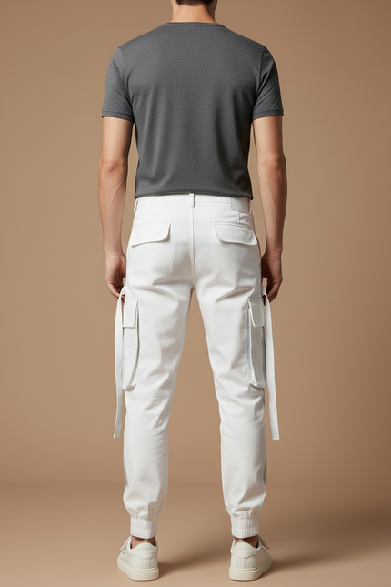 Pantalon Cargo Blanc - Toile - vue 2