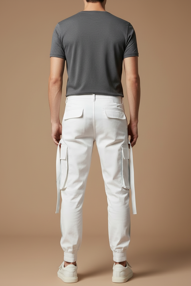 Pantalon Cargo Blanc - Toile - vue 2
