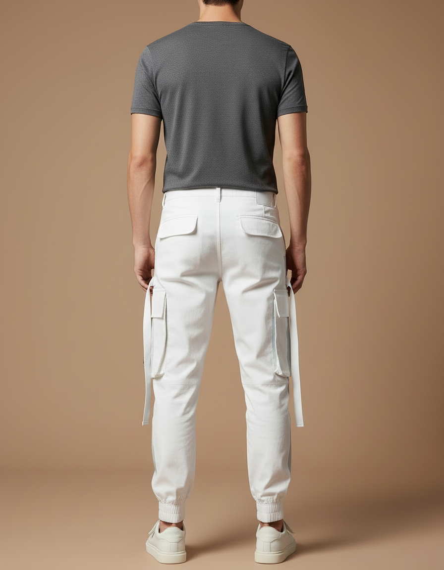 Pantalon Cargo Blanc - Toile - vue 2