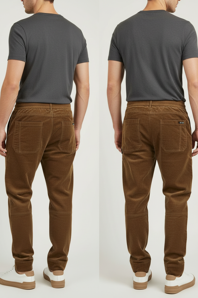 Pantalon Cargo Velours Côtelé Marron Décontracté Multipoches - Cordé - vue 2