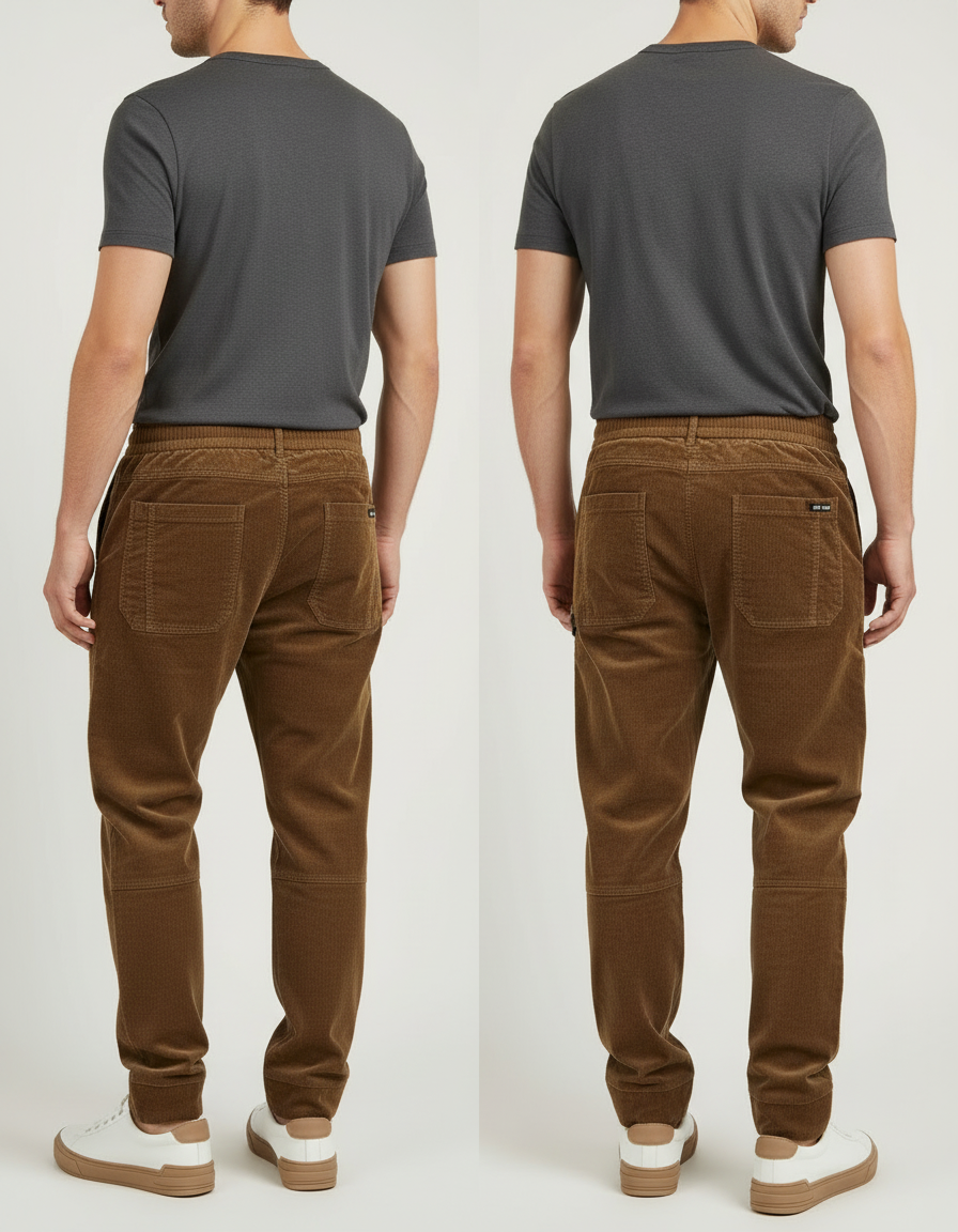 Pantalon Cargo Velours Côtelé Marron Décontracté Multipoches - Cordé - vue 2