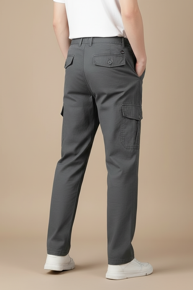 Pantalon Cargo Gris Droit Homme Décontracté Coton - vue 2