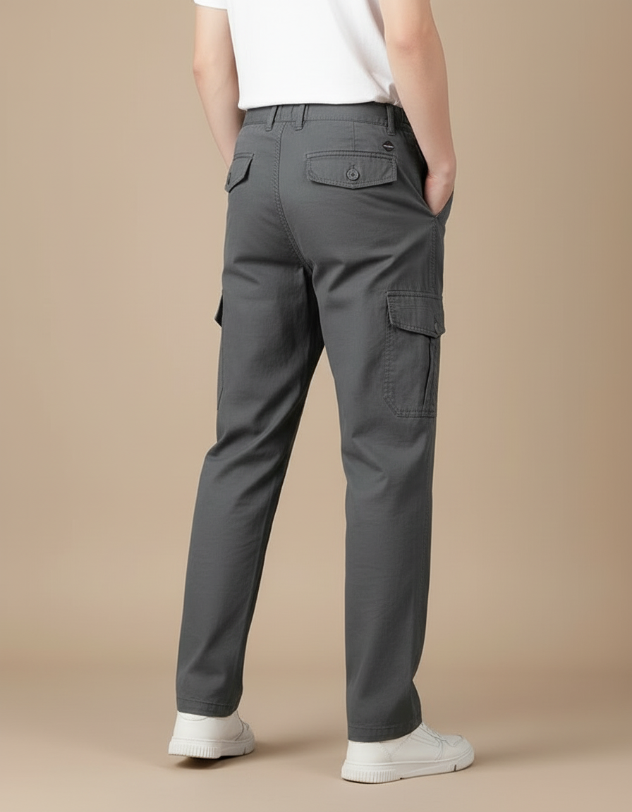 Pantalon Cargo Gris Droit Homme Décontracté Coton - vue 2