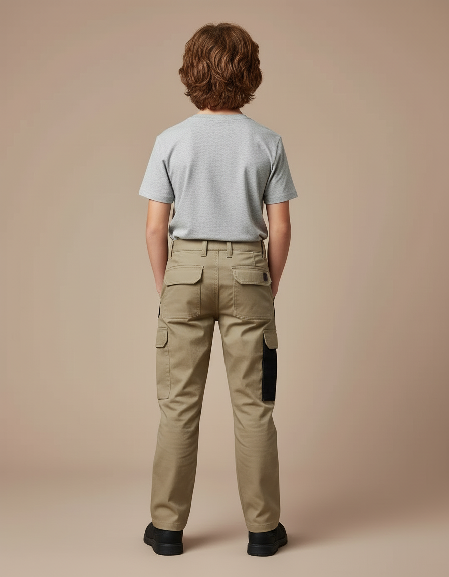 Pantalon Cargo Kaki Enfant Multi-Poches Décontracté - Toile - vue 2