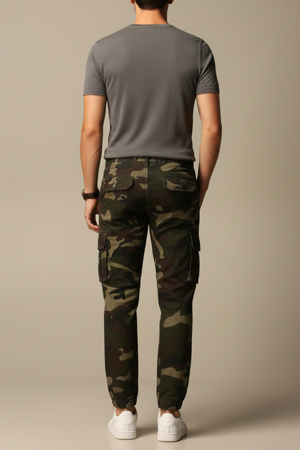 Pantalon Cargo Camouflage Militaire Coton Jogger Homme - Multicolore - vue 2