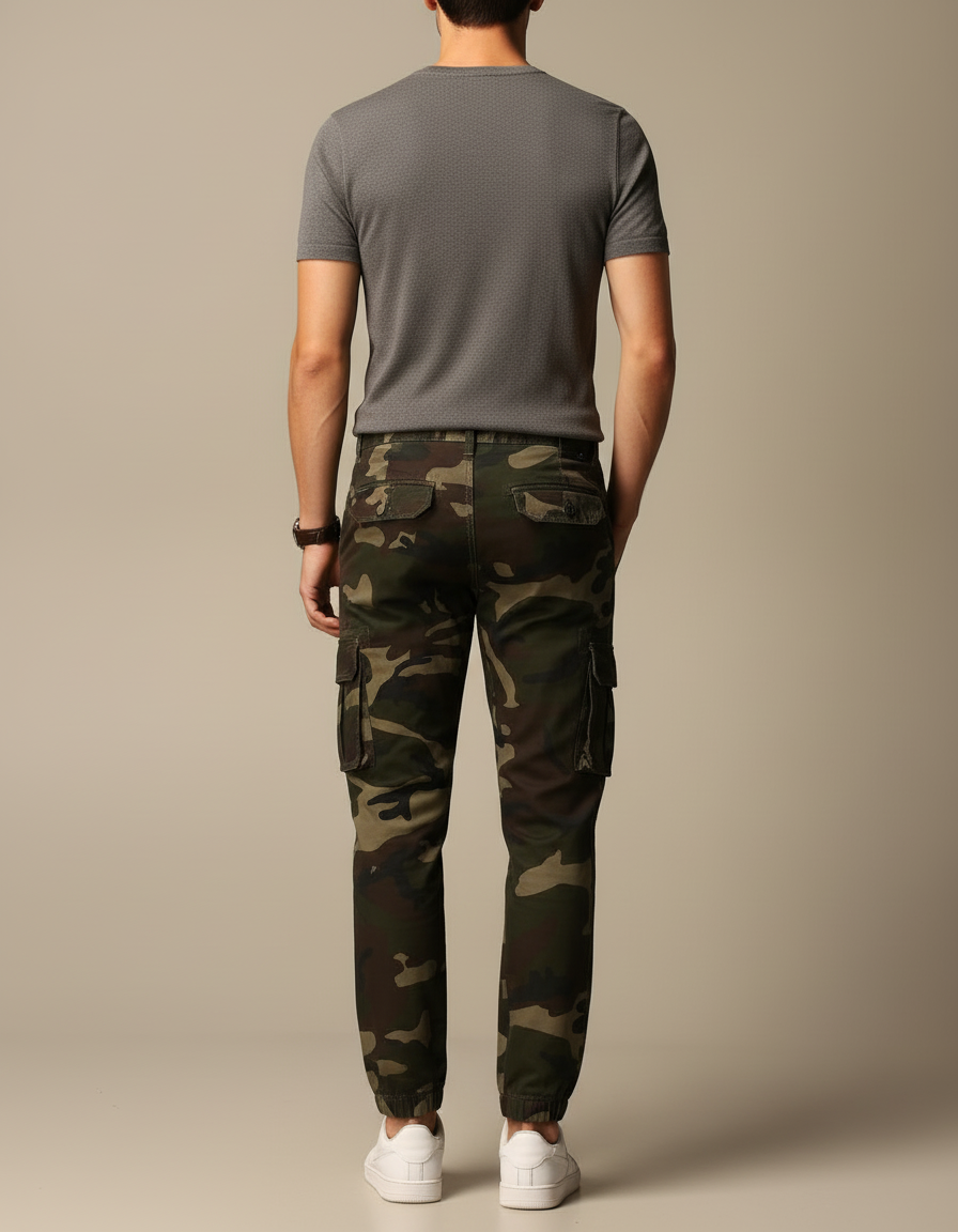 Pantalon Cargo Camouflage Militaire Coton Jogger Homme - Multicolore - vue 2