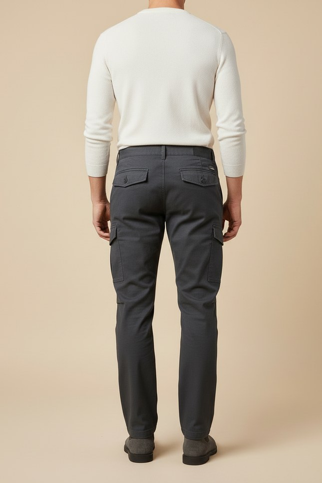 Pantalon Cargo Gris Multipoches Coton Homme Décontracté - vue 2