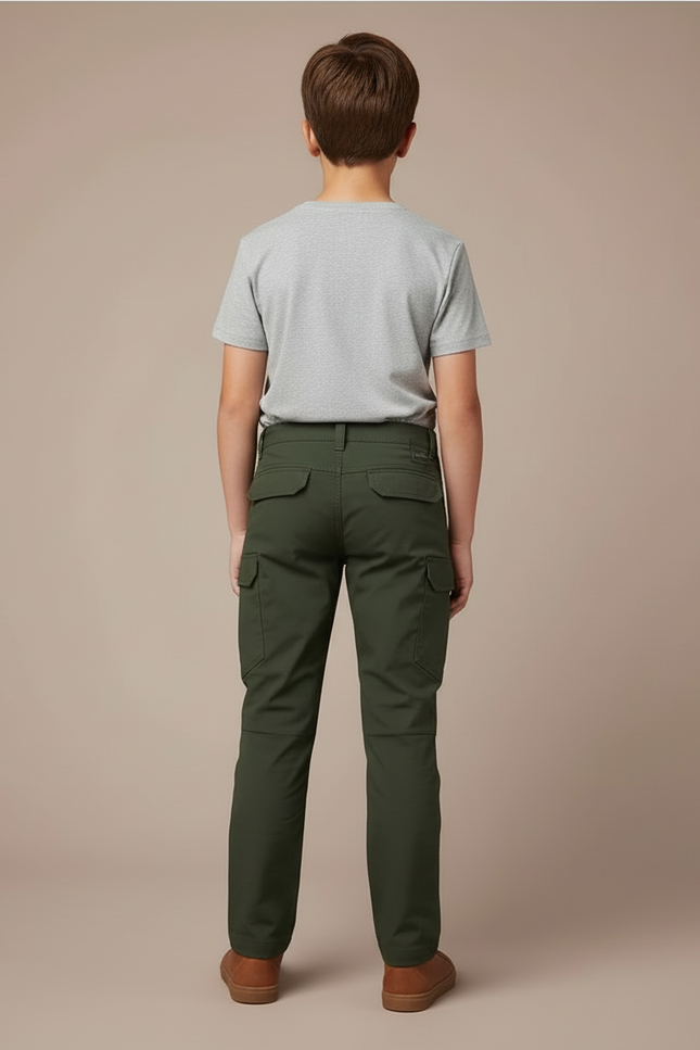 Pantalon Cargo Vert Militaire Ample Enfant Coton - vue 2