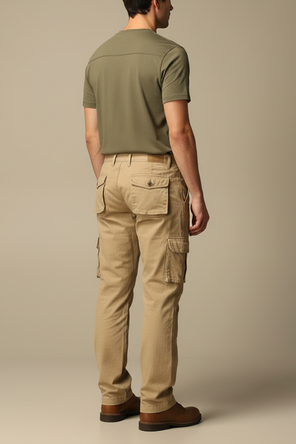 Pantalon Cargo Beige Coton Multipoches Droit Décontracté - Gabardine - vue 2