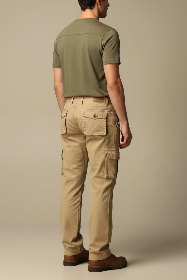Pantalon Cargo Beige Coton Multipoches Droit Décontracté - Gabardine - vue 2