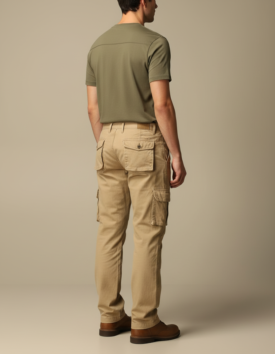 Pantalon Cargo Beige Coton Multipoches Droit Décontracté - Gabardine - vue 2