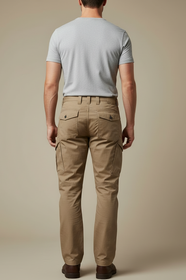 Pantalon Cargo Homme Beige Coton Tactique Multipoches - Toile - vue 2