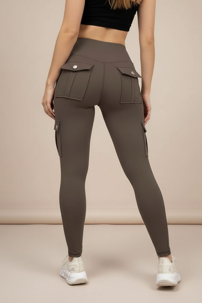 Pantalon Cargo Curvy - Kaki Polyester - vue 2