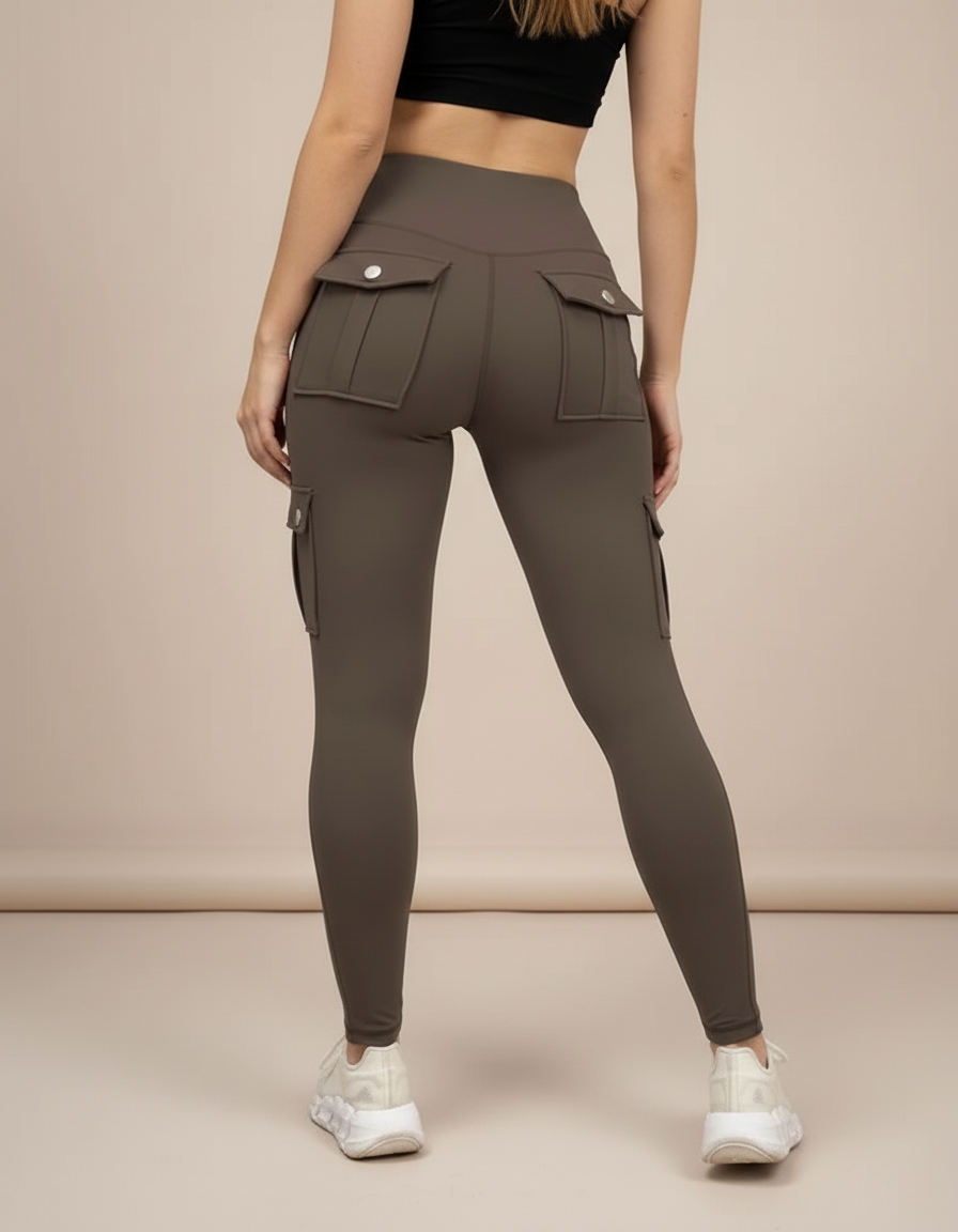 Pantalon Cargo Curvy - Kaki Polyester - vue 2