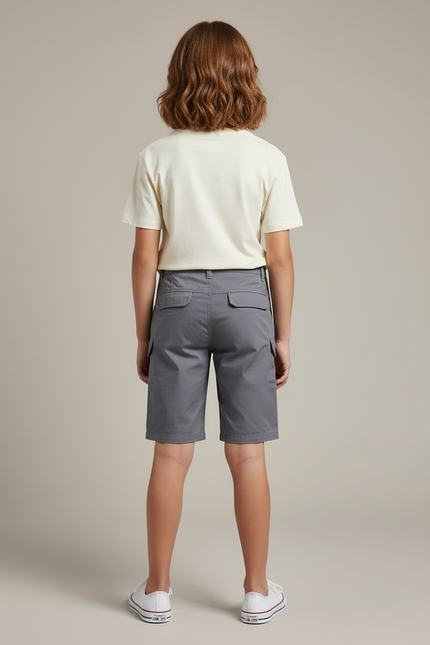 Pantalon Cargo Gris Enfant Tactique Multipoches Slim - Toile - vue 2