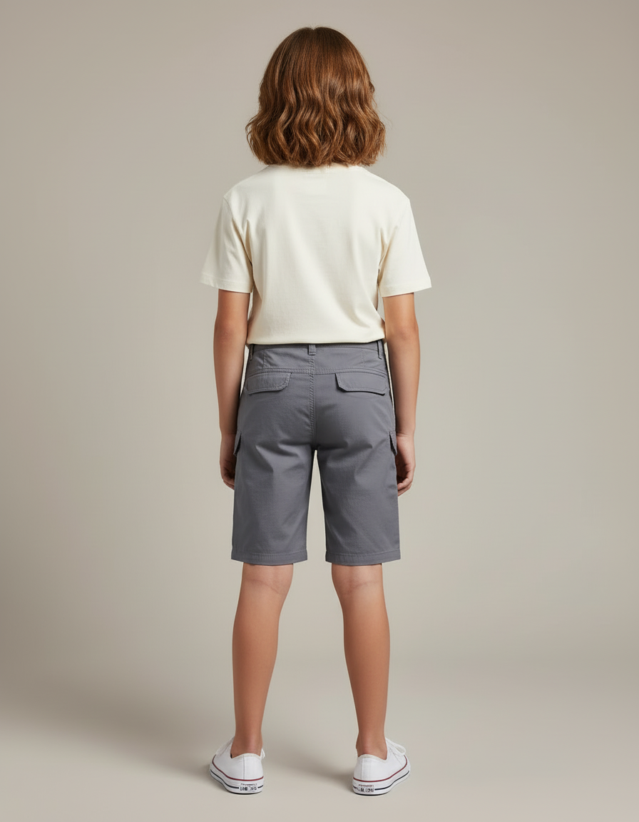 Pantalon Cargo Gris Enfant Tactique Multipoches Slim - Toile - vue 2
