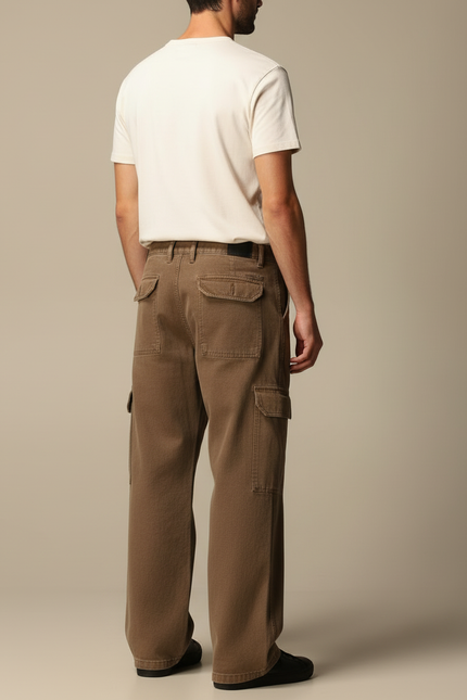 Pantalon Cargo Marron Ample Denim Décontracté Homme - Jean - vue 2
