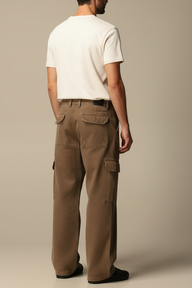 Pantalon Cargo Marron Ample Denim Décontracté Homme - Jean - vue 2
