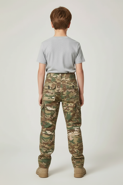 Pantalon Cargo Camouflage Militaire Enfant Renforcé Poches - Multicolore Toile - vue 2