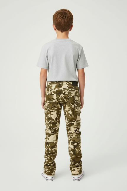 Pantalon Cargo Camouflage Patchwork Effiloché Slim Garçon - Multicolore Jean - vue 2