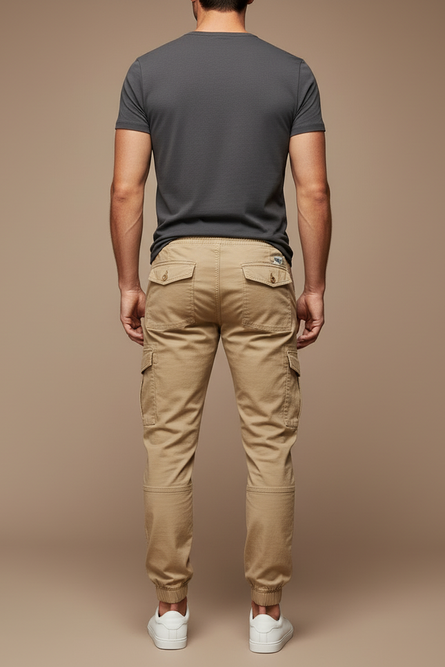 Pantalon Cargo Beige Coton Confortable Décontracté Homme - vue 2