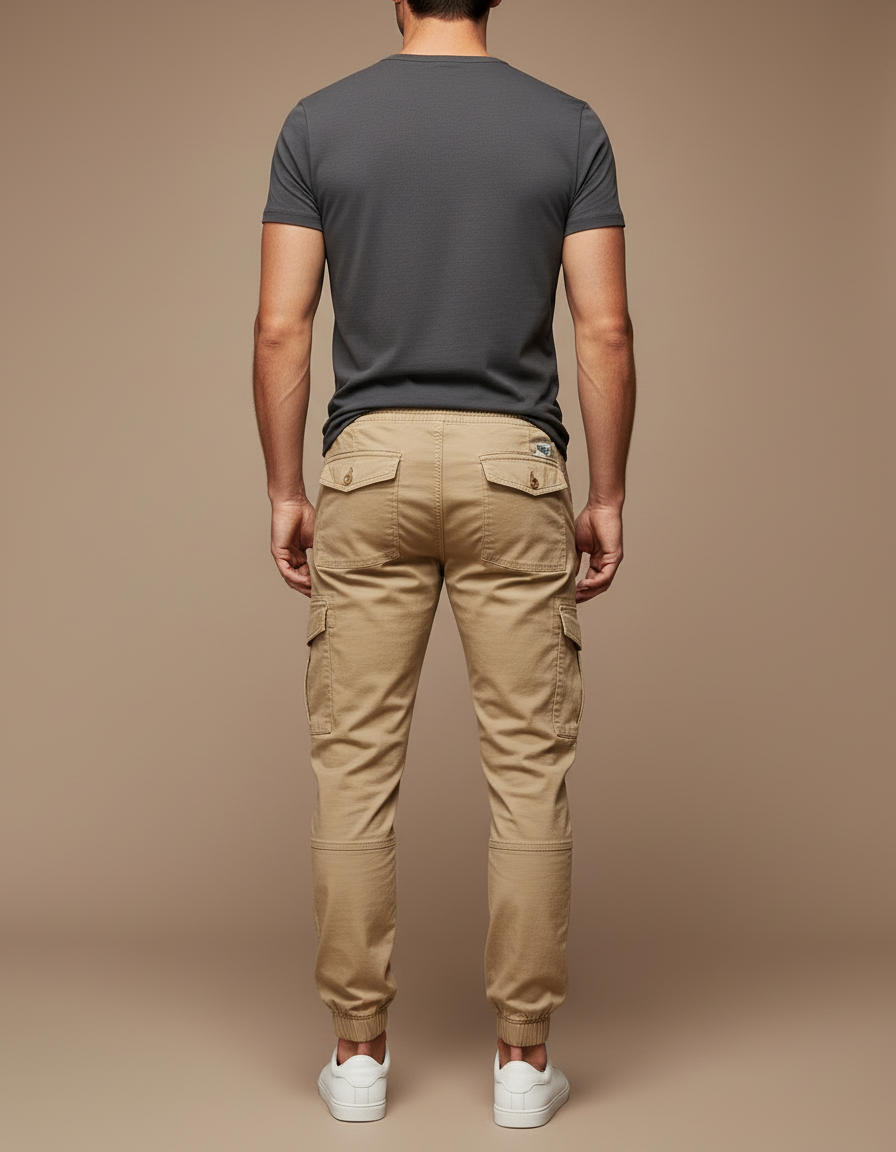 Pantalon Cargo Beige Coton Confortable Décontracté Homme - vue 2