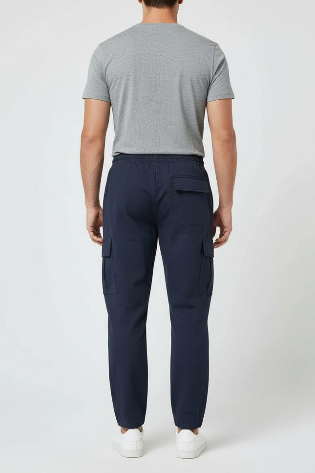Pantalon Cargo Homme Bleu Marine Décontracté Multipoches Élastique - Polyester - vue 2
