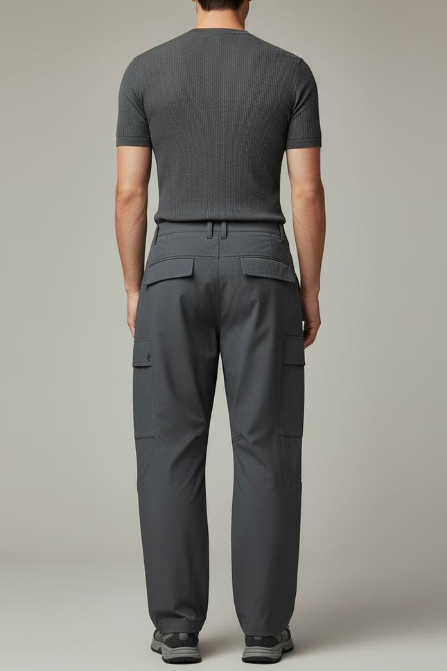 Pantalon Cargo Gris Ample Décontracté Poches Latérales - Gabardine - vue 2