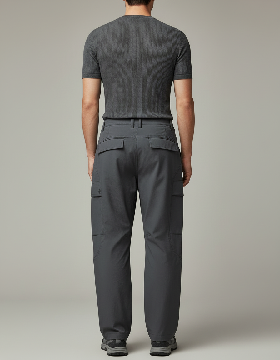 Pantalon Cargo Gris Ample Décontracté Poches Latérales - Gabardine - vue 2