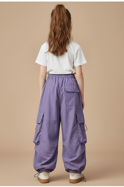 Pantalon Cargo Fille Violet Parachute - Polyester - vue 2
