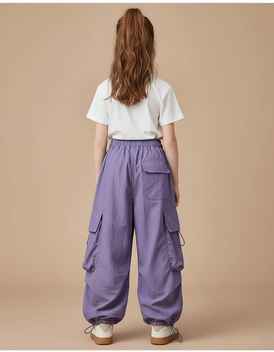 Pantalon Cargo Fille Violet Parachute - Polyester - vue 2