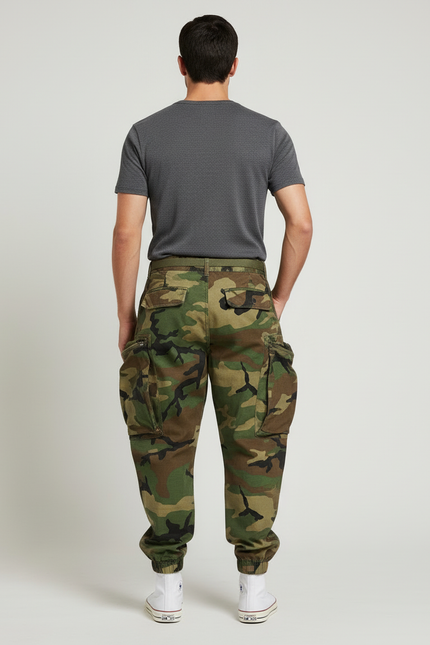 Pantalon Cargo Camouflage Militaire Ample Multipoches Streetwear Homme - Imprimé Toile - vue 2