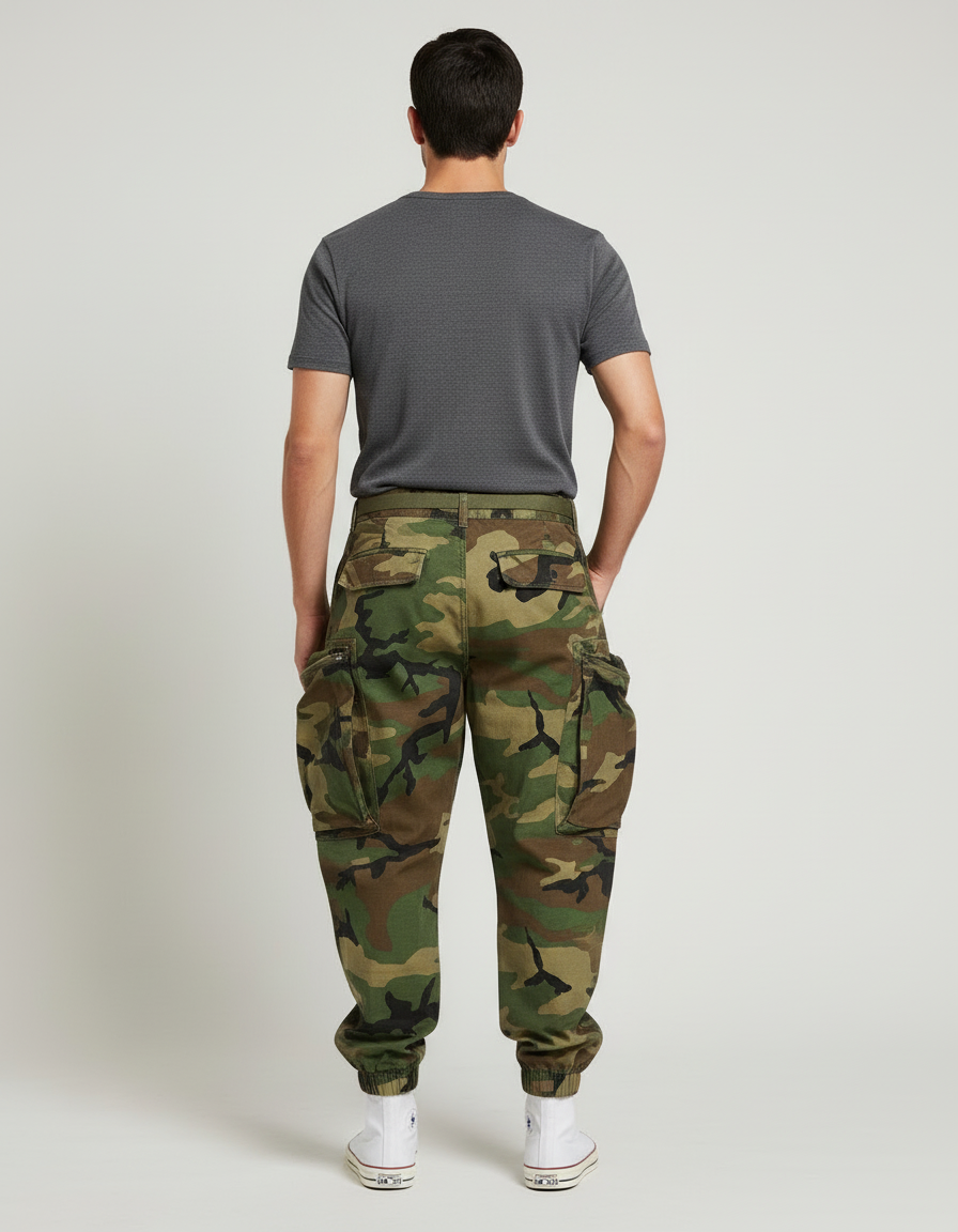 Pantalon Cargo Camouflage Militaire Ample Multipoches Streetwear Homme - Imprimé Toile - vue 2