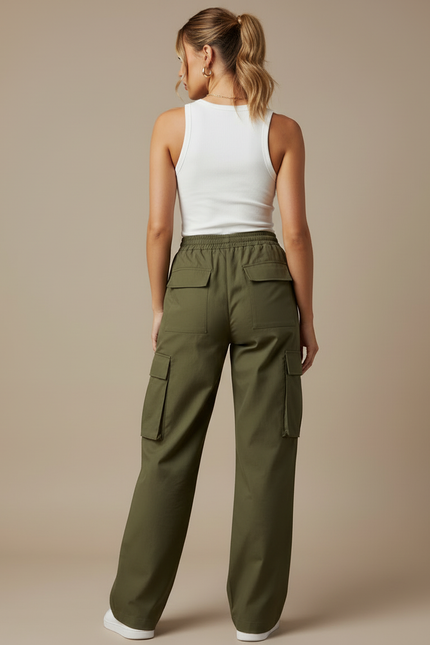 Pantalon Cargo Fille - Kaki Gabardine - vue 2
