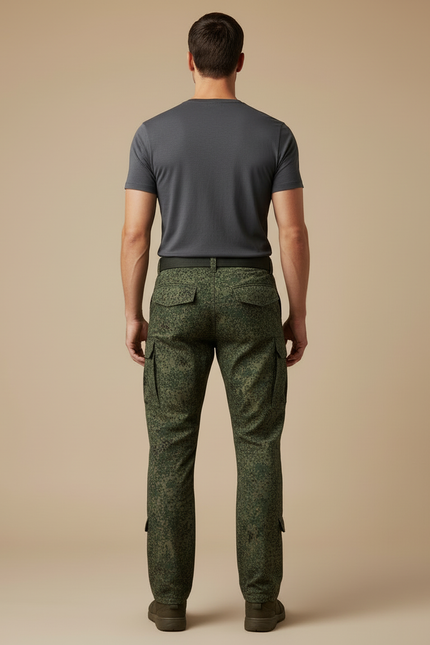 Pantalon Cargo Camouflage Militaire Multipoches Homme Vert - Toile - vue 2