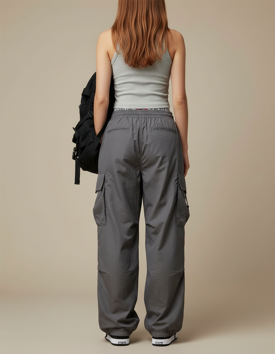 Pantalon Cargo Nylon - Gris Polyester - vue 2