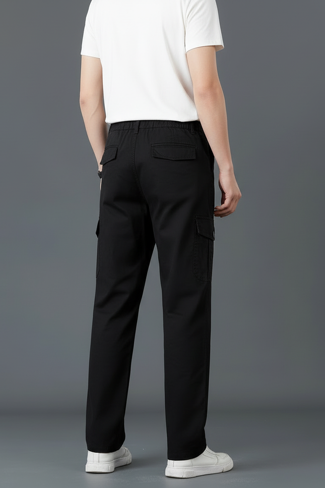 Pantalon Cargo Noir Homme Droit Décontracté Coton - vue 2