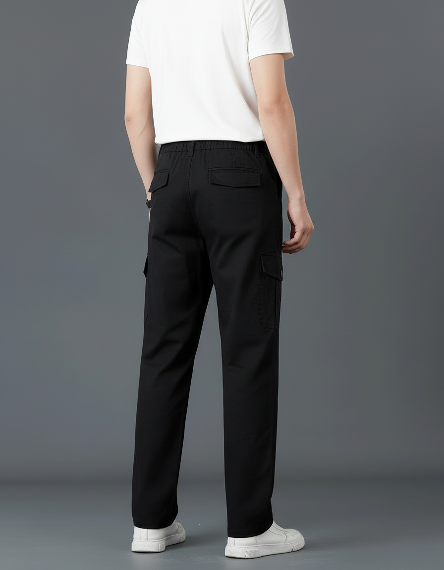 Pantalon Cargo Noir Homme Droit Décontracté Coton - vue 2