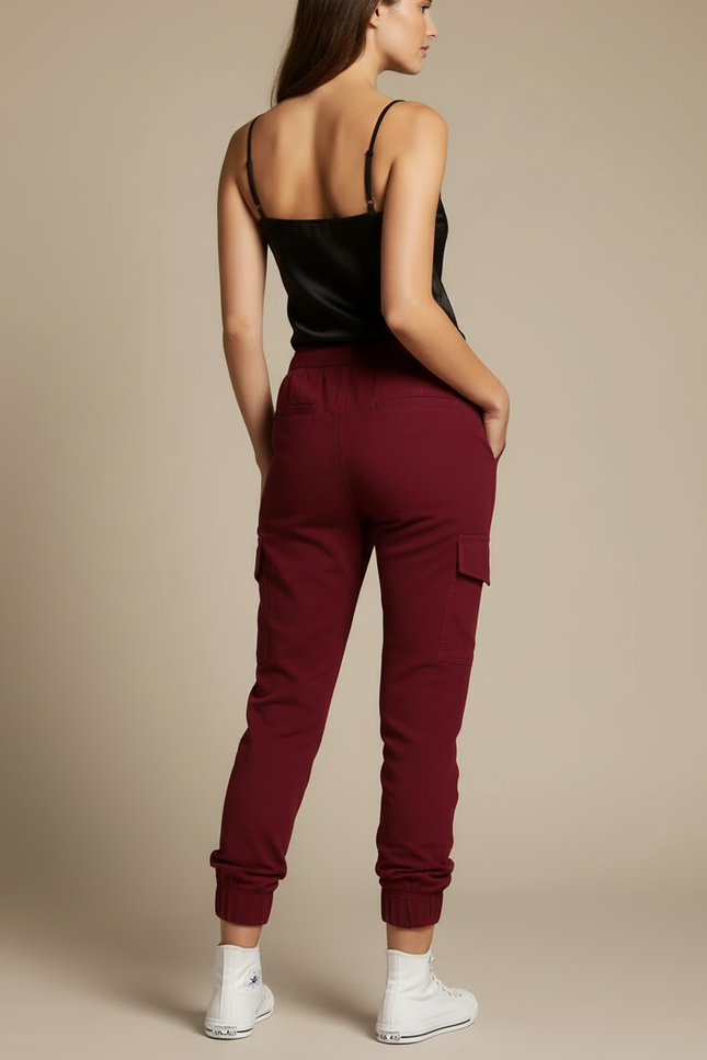 Pantalon Cargo Coton Stretch - Bordeaux - vue 2
