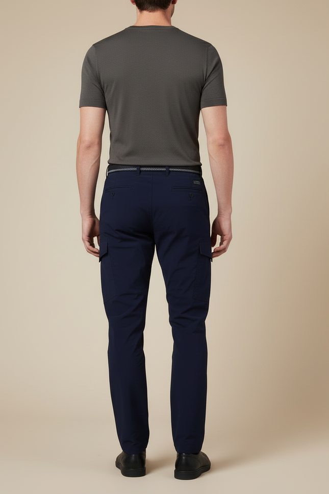 Pantalon Cargo Bleu Marine Homme Décontracté Léger Ceinturé - Polyester - vue 2